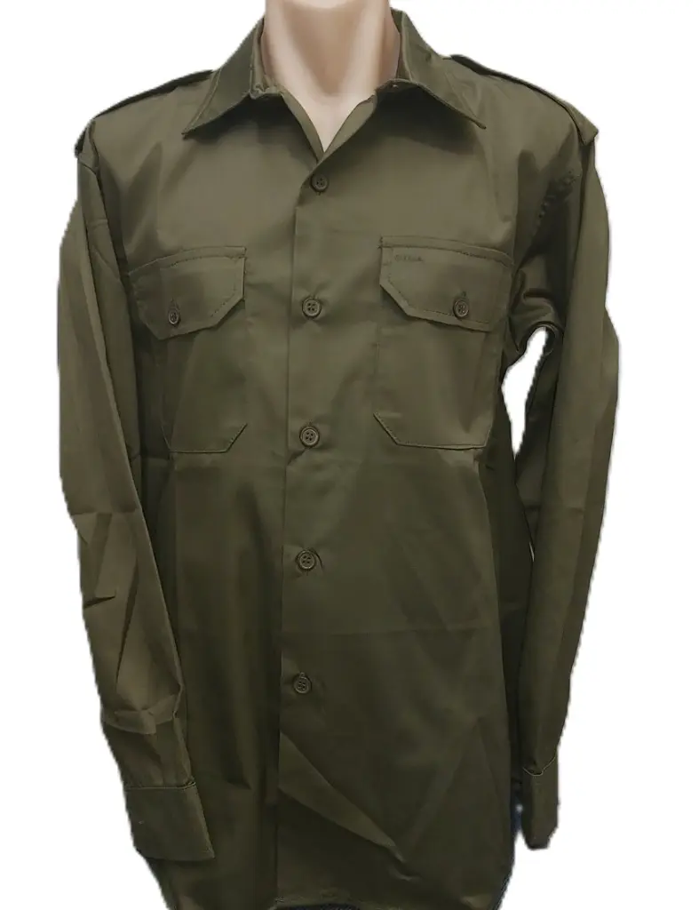 02002 Shirt-army-jungle-green-2-pocket-epaulettes-cotton.webp