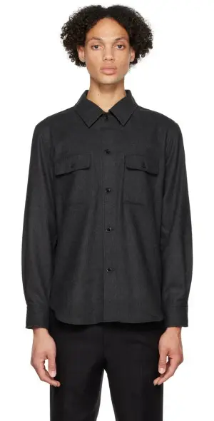 0194 black-army-shirt-cotton-2-pocket-epaulettes.webp