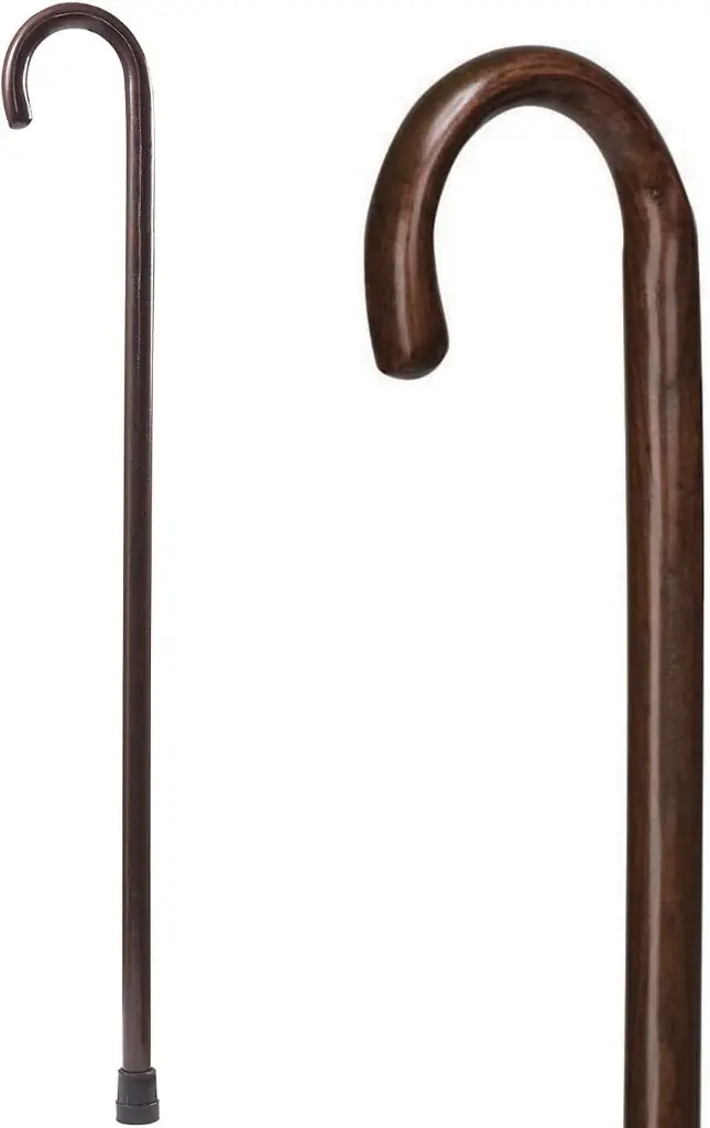 44978 Wood-Walking-Stick-92cm-Brown-Varnish-crook-handle-1.webp