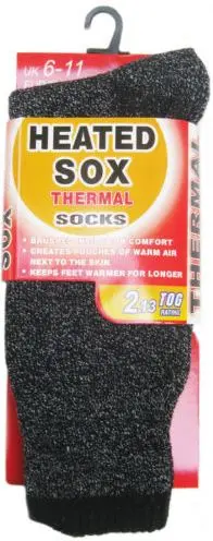 Mens Heated Thermal Socks 6-11 24 pairs