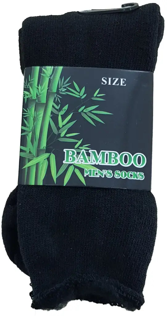  Bamboo Socks Black 10-13 75/25 Bamboo Polyester
