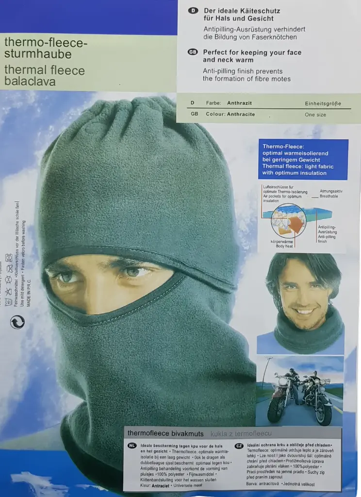  Thermal Fleece Balaclava Hat Grey