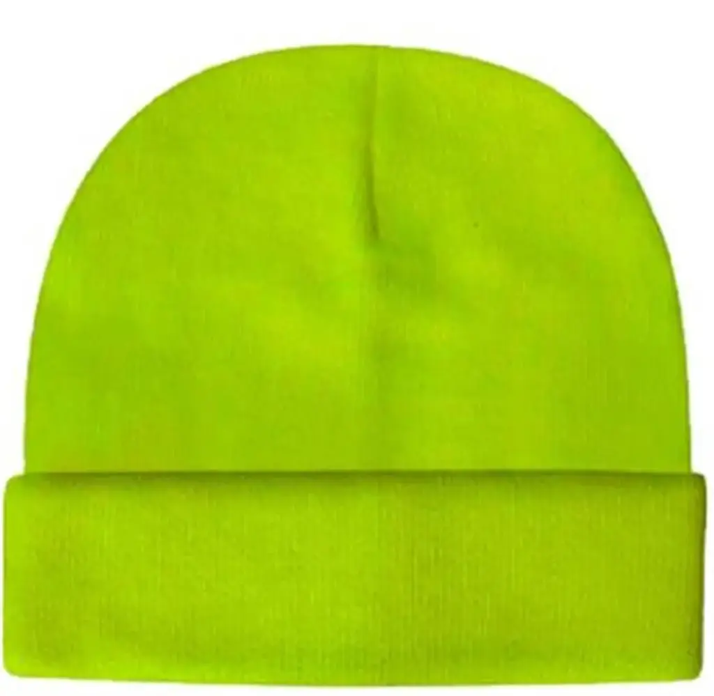  Acrylic Beanie Fine Knit Fluoro Lime
