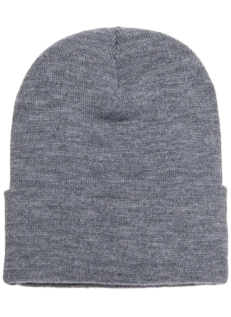  Acrylic Double Fine Knit Beanie Grey