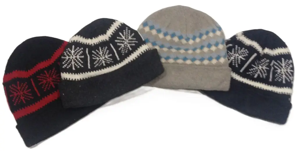  Acrylic Knit Snowflake Beanie Asst'd Colours