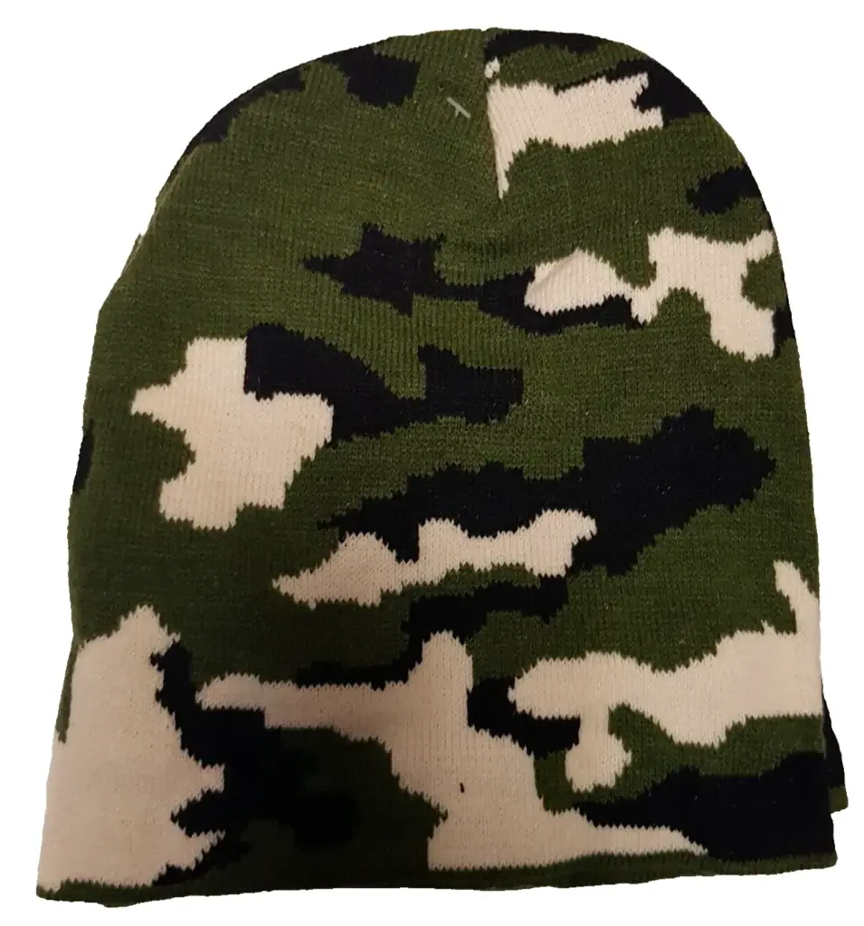  Camouflage Knit Beanie Acrylic Woodland black-green-cream