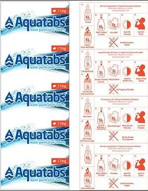  2 x Aquatabs 17 mg Strip 10 tablets treats 5 litres