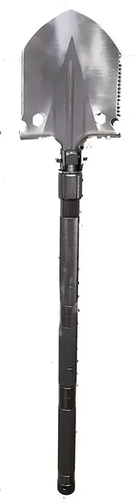  Folding Shovel Saw & Hatchet Edge with Survival Kit and Belt Carrying Pouch matt Silver Colour