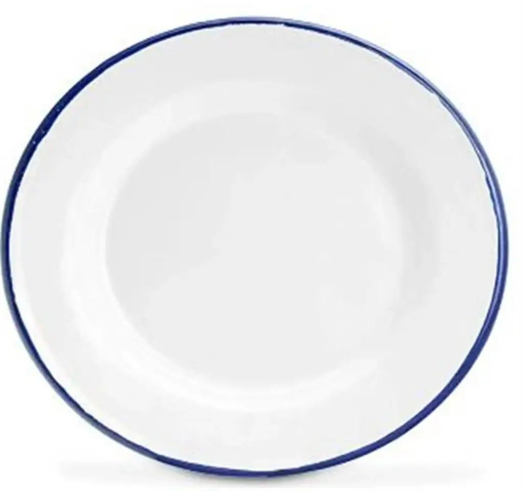  Enamel Flat Plate 22 cm White