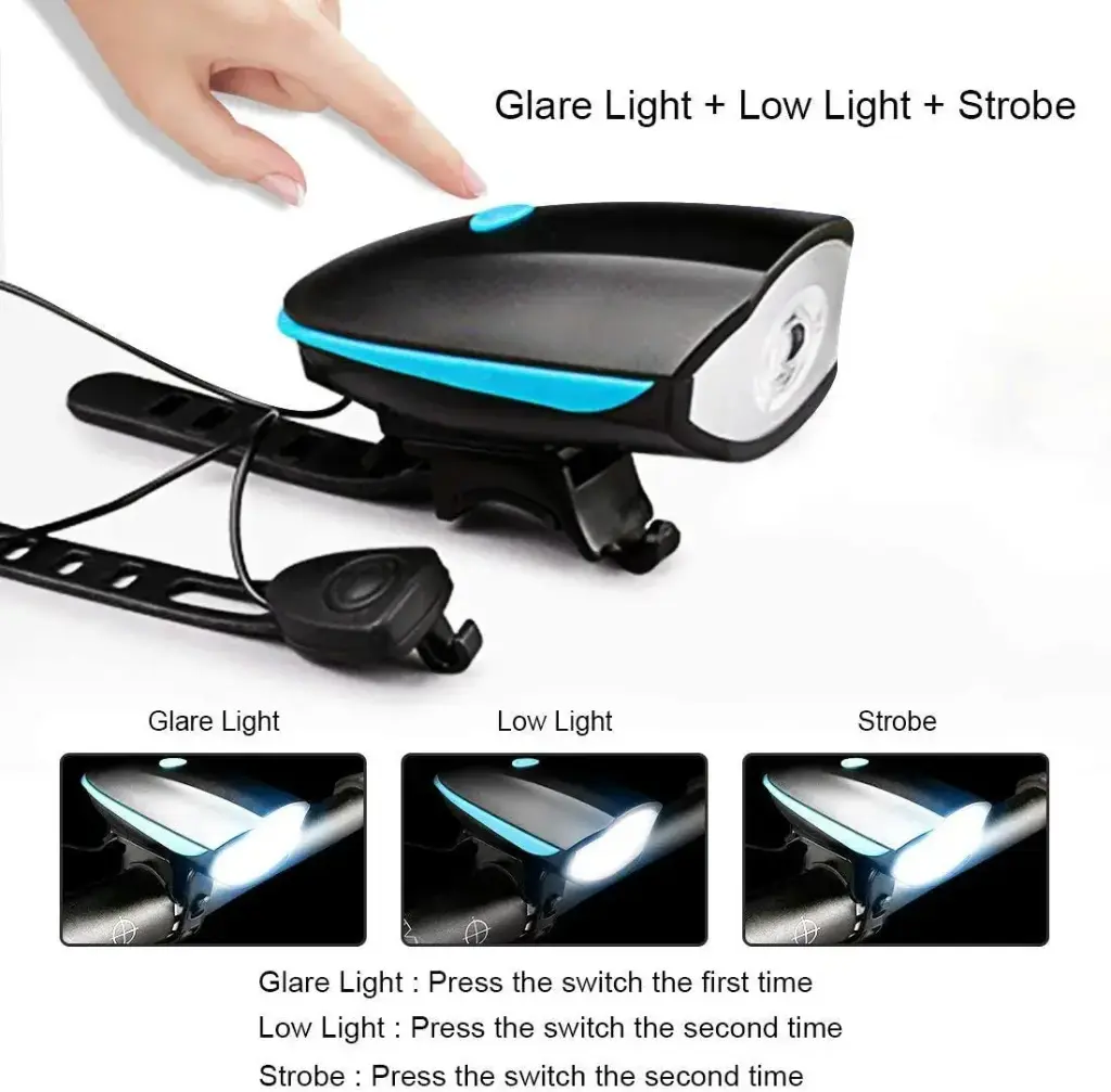  LED Bike Light with Horn micro USB Rechargeable