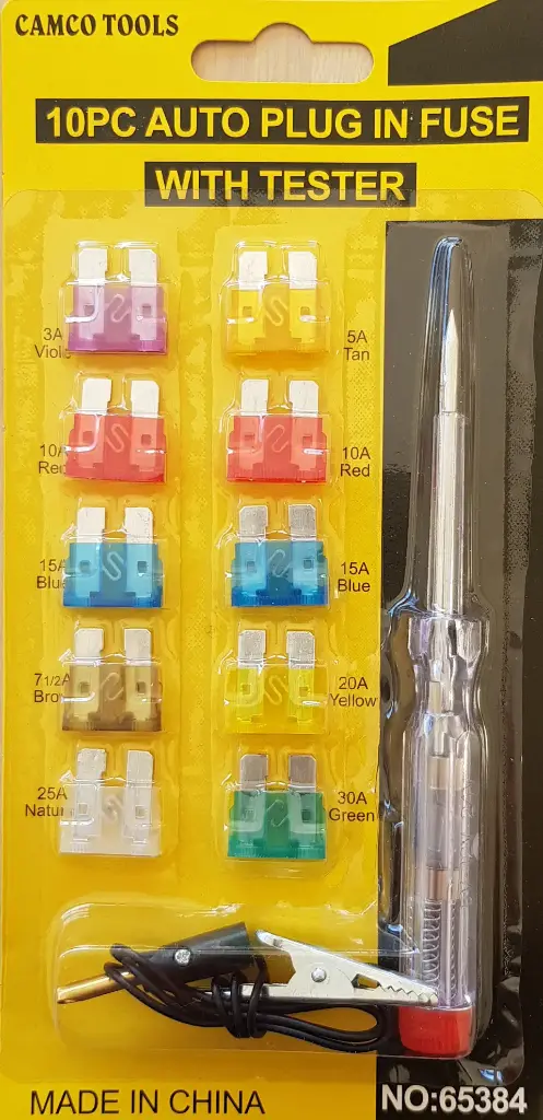  Car Fuses 10 pces + Voltage Tester