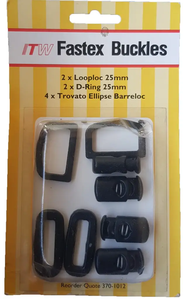  Buckles 2 x 25mm Looploc,2 x D-Ring, 4 x Barreloc Fastex