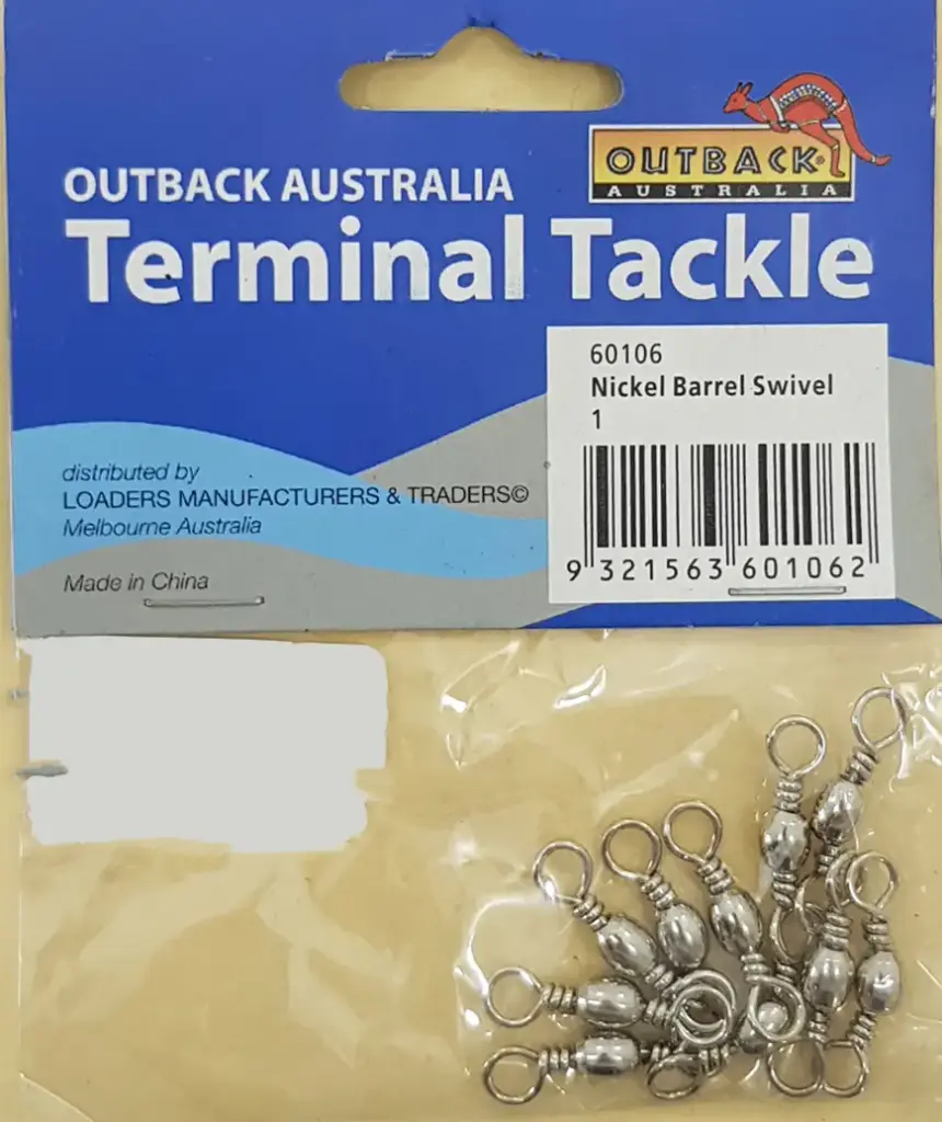 Nickel Barrel Swivel Size Large 3/0 to 10 Small 10 piece pack 