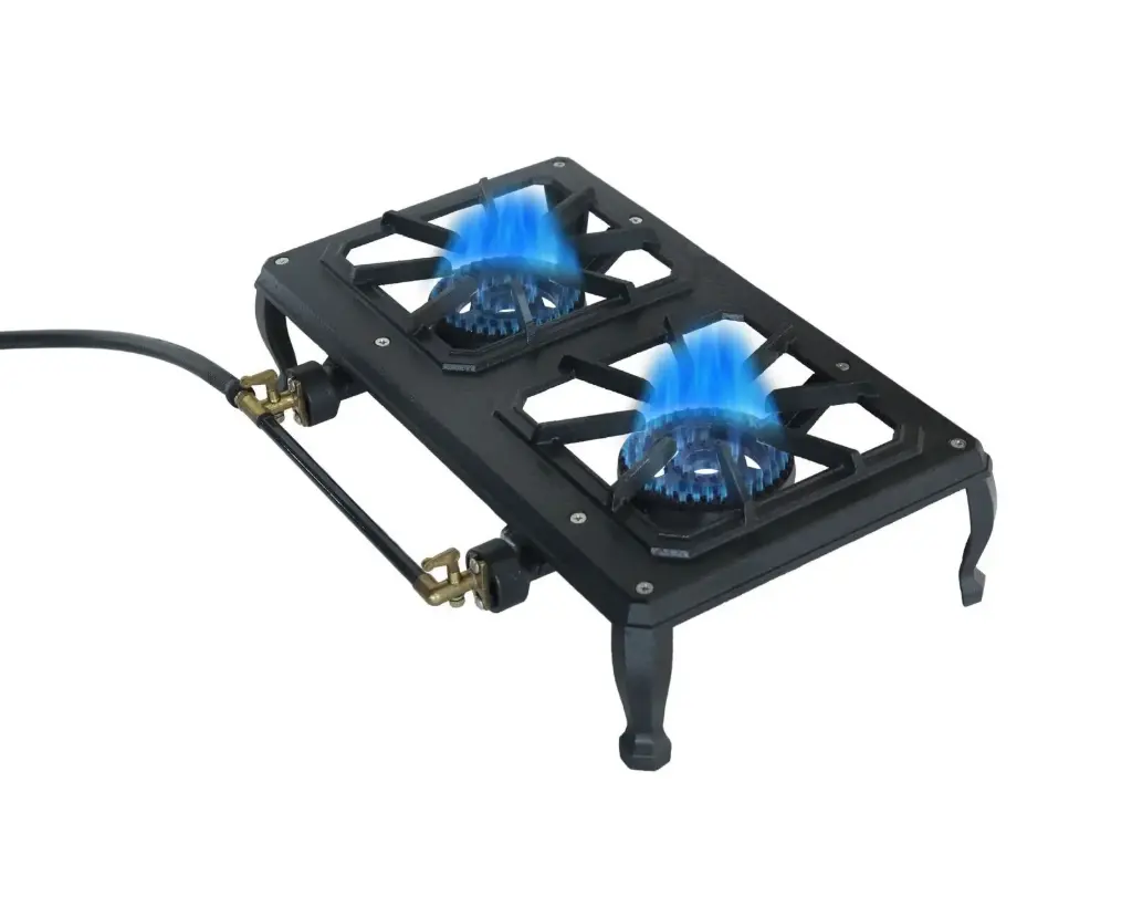 Turbo Double 2 Burner Cast Iron Frame Country Cooker LPG Gas Stove with 1.2 mt  Hose + LCC27 Regulator 6.9kPa 36mj/hr 