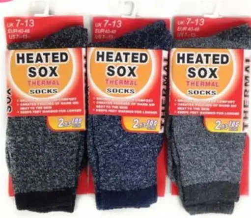 [04954-120]  Mens Heated Thermal Socks 6-11 120 pairs