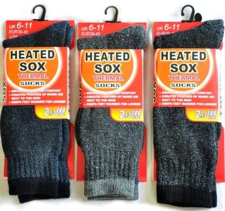 [04954-6]  Mens Heated Thermal Socks 6-11 6 pairs