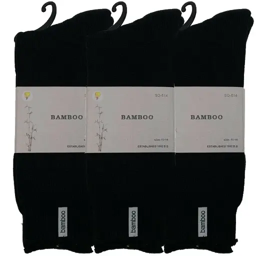 [04976-2]  Bamboo Sports Work Socks Black 7-11 3 Pack x 2