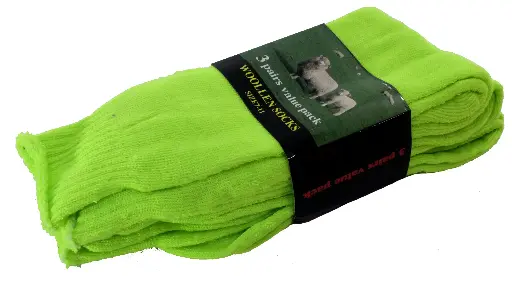 [05127]  3 Pack Lime Polyester (not woollen socks) 90%polyster 10% elastane