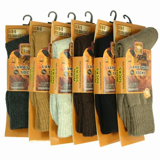 [05195]  Merino Lambs Wool Socks Asstd Cols 35%/Wool 33/Poly 30/Cotton 2/Elastane