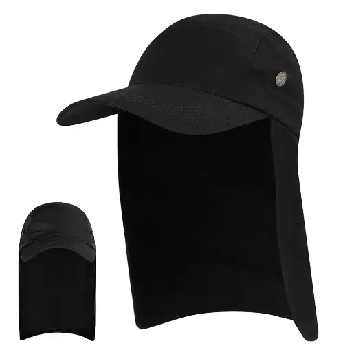 [11905-black]  Legionairres Kepi Cap Vented Adjustable Size Black