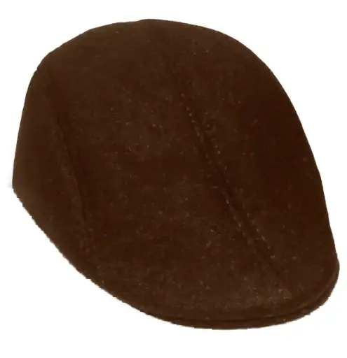[12205-brown]  Flat Peak Hat Felt Brown
