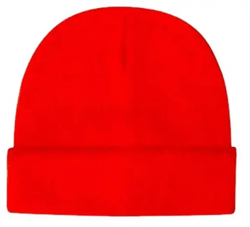 [13505-orange]  Acrylic Beanie Fine Knit Fluoro Orange