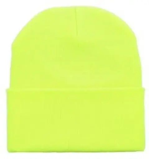 [13506-lime]  Acrylic Beanie Fine Knit Lime