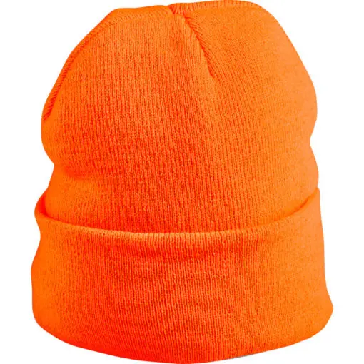 [13506-orange]  Acrylic Beanie Fine Knit Fluoro Orange