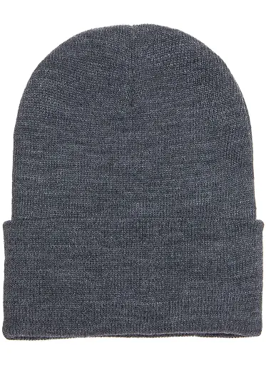 [13507-charcoal]  Acrylic Double Fine Knit Beanie Charcoal