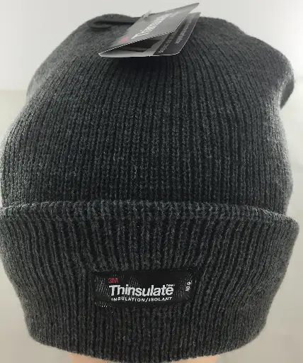[13529]  Acrylic Knit Beanie Charcoal Thinsulate Lined
