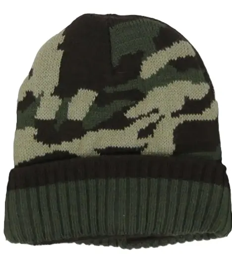 [13560-woodland]  Camo Acrylic Knit Beanie Furry Lined Woodland