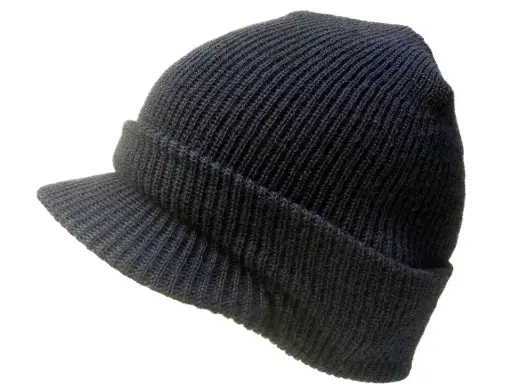 [13750]  Radar Jeep Cap Beanie/Balaclava with Peak Acrylic Knit Black
