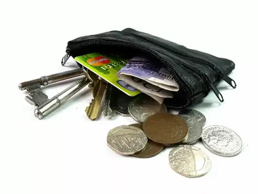[21511]  Coin Purse Wallet 4 Zip Pocket + Keyring