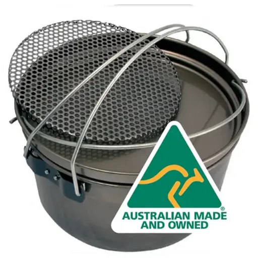 [29533] Aussie Camp Oven Spun Steel Large 12"