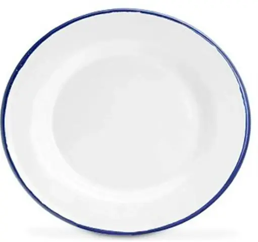 [30802]  Enamel Flat Plate 22 cm White