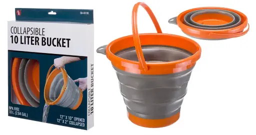 [34510]  Collapsible 10 lt 2.64 Gallon Silicone Bucket BPA Free 30x25cm