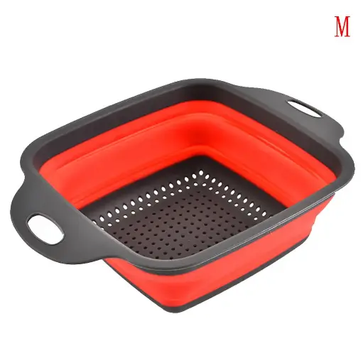 [34530]  Square 21 cm Silicone Collapsible Colander Strainer