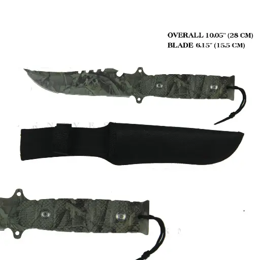 [40350]  Camo Hunting Knife 15.5cm Blade