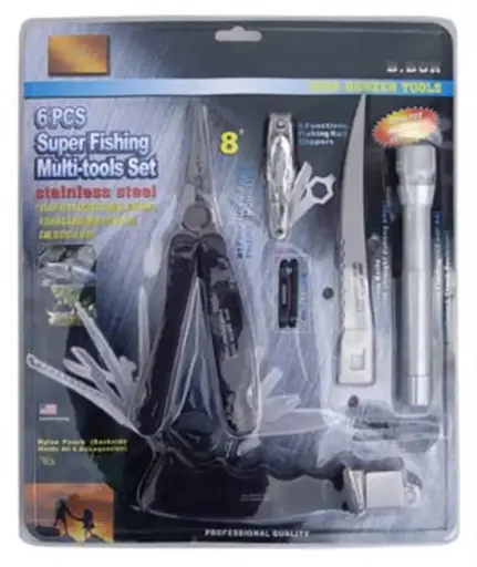 [40652]  6 pce Super Fishing Multi Tool + Torch Set