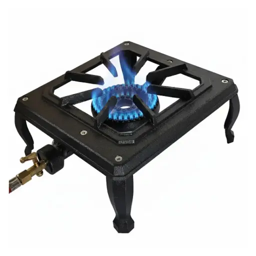 [29607] Turbo Single Country Cooker 1 Burner 6.9kPa 18mj/hr Cast Iron Frame LPG Gas Stove with 1.2 mt  Hose + LCC27 Regulator 